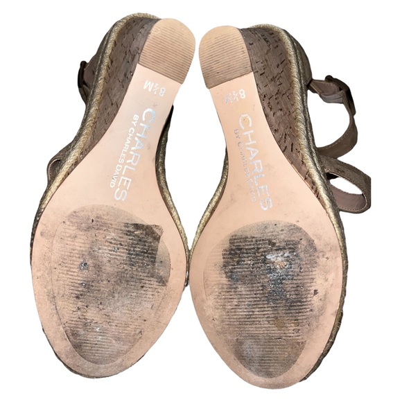 Charles by Charles David Launch Nude Cork Platform Wedge  CHARLES by Charles David  Cream Nude Faux Leather Platform Cork Wedge Size 8.5